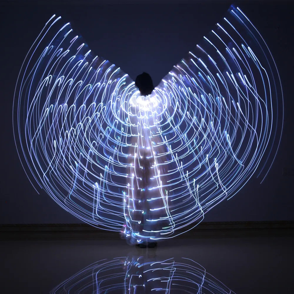 LED Wings Belly Dance Wings Isis Halloween Wings Prop Shining LED Lamp Wings Belly Dance Costumes Accessories Sticks Adult Child