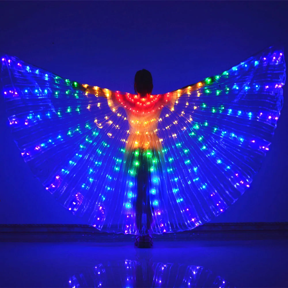 LED Wings Belly Dance Wings Isis Halloween Wings Prop Shining LED Lamp Wings Belly Dance Costumes Accessories Sticks Adult Child