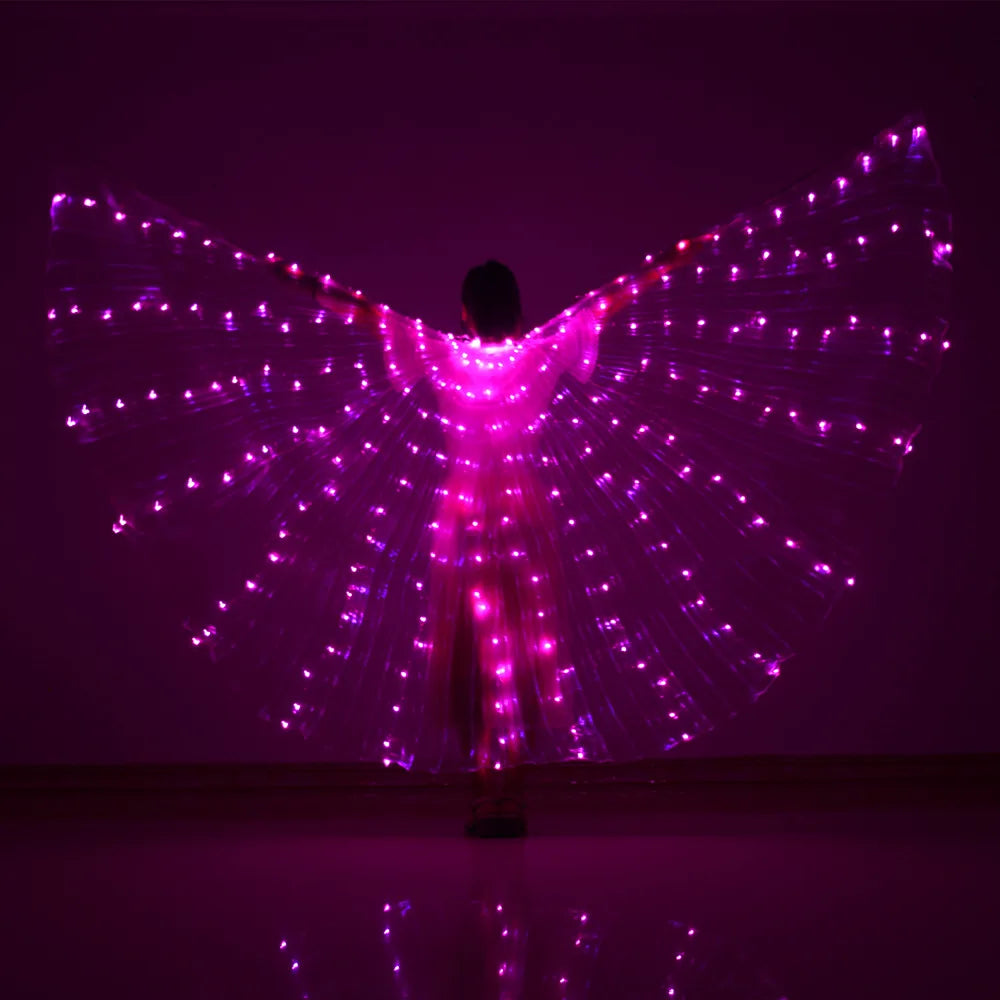LED Wings Belly Dance Wings Isis Halloween Wings Prop Shining LED Lamp Wings Belly Dance Costumes Accessories Sticks Adult Child