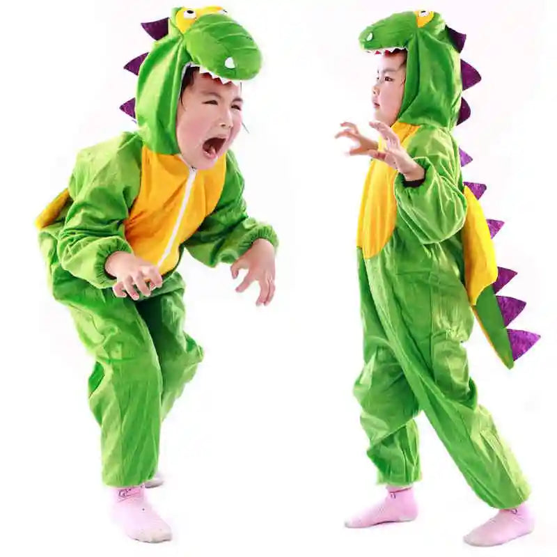 Cute Dinosaur Kugurumi Costume Cosplay Boys 2-4T 4-8Y Green Black Kindergarten School Party Game Role Play Suit Umorden
