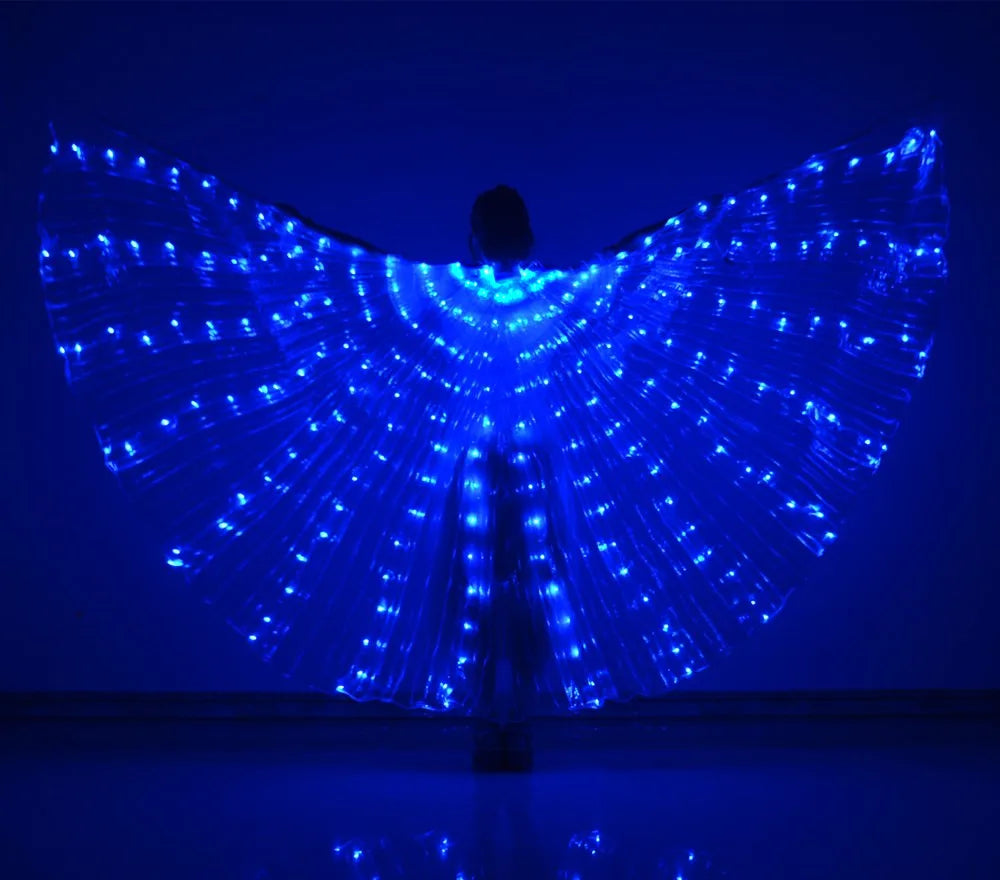 LED Wings Belly Dance Wings Isis Halloween Wings Prop Shining LED Lamp Wings Belly Dance Costumes Accessories Sticks Adult Child