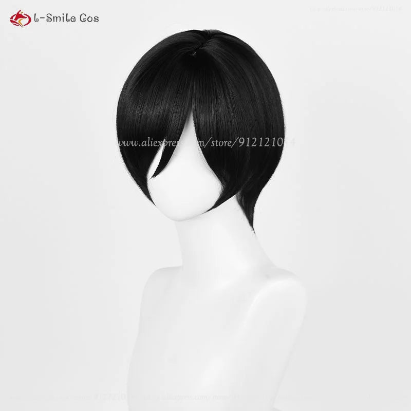 Anime Ada Wong Cosplay Wig Ada Wong Wigs Cosplay 32cm Short Black Heat Resistant Synthetic Hair Woman Party Role Wigs + Wig Cap