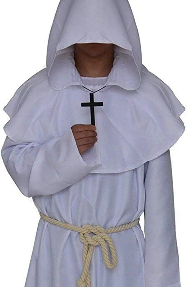 Friar Medieval Hooded Monk Renaissance Priest Robe Costume Cosplay For Halloween Costume Unisex