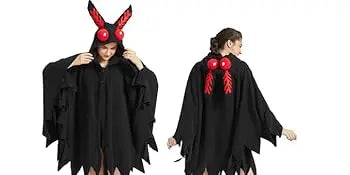 Unisex Mothman Costume, Mothman Cosplay Hooded Christmas Costumes Party Cape, Halloween Costumes Party Dress Up