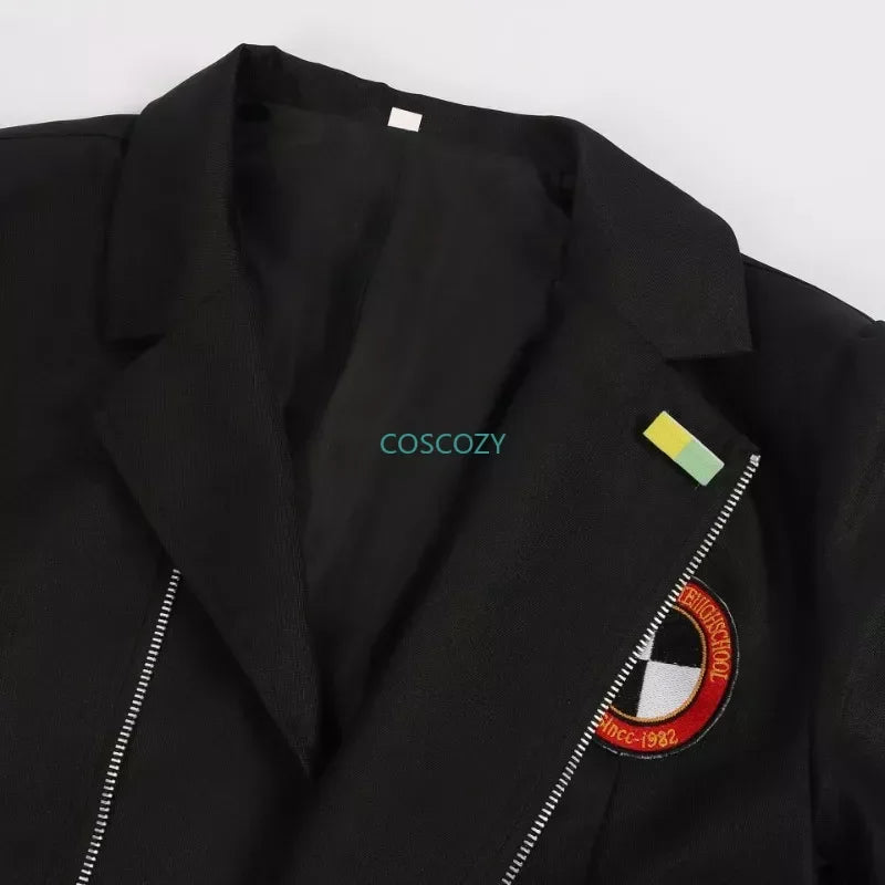 New Game P3 Makoto Yuki Cosplay Costume Wig Gekkoukan High School Uniform Embroidery Black Suit Pants Shirt Daily Wearing Gifts