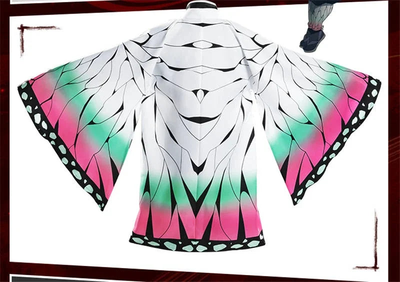 Anime Demon Slayer Kimetsu   Kochou Shinobu Cosplay Kostuum Pruik Set Kimono Uniform Halloween Anime Kostuums Voor Volwassen Kid