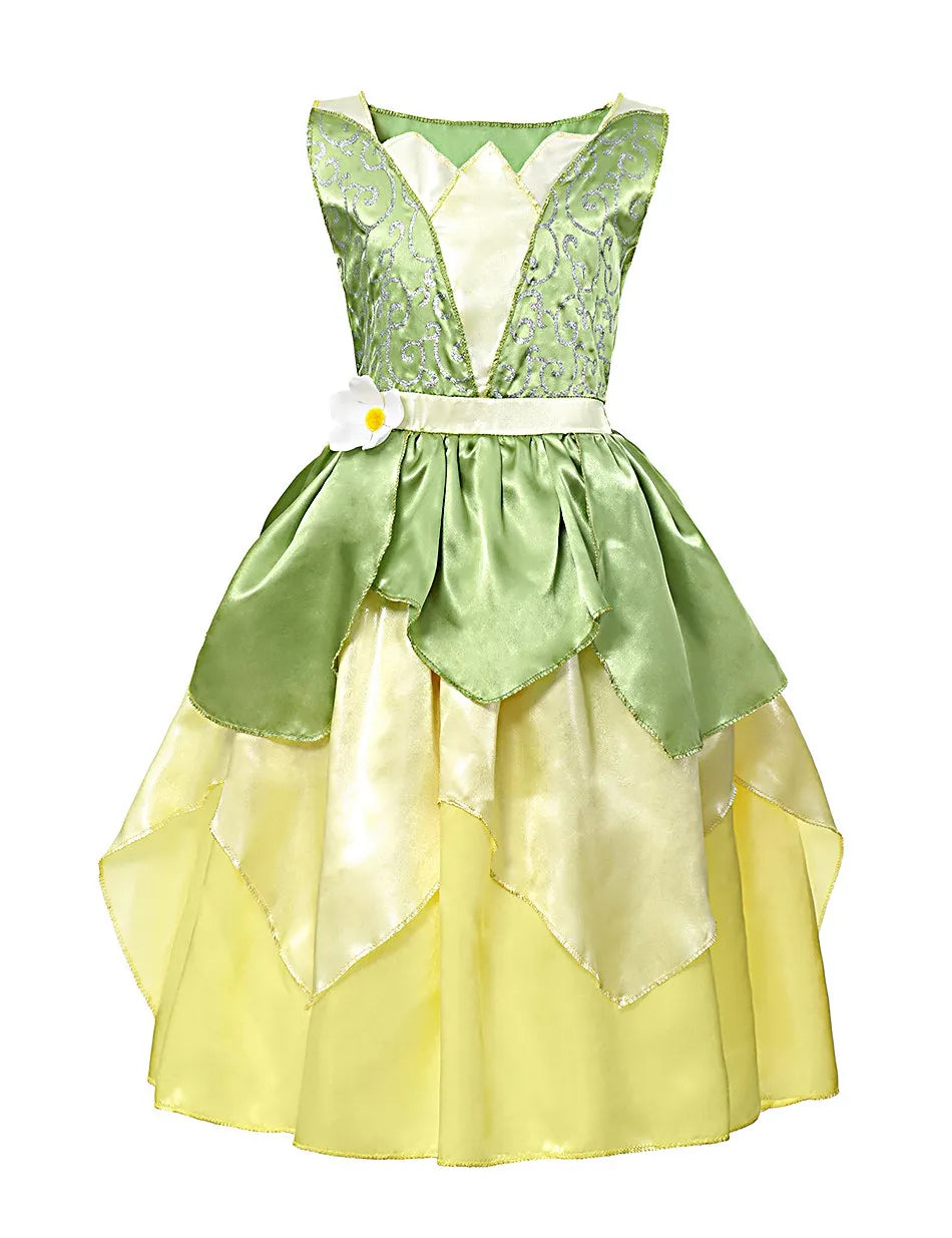 Girls Costume Halloween Costume for Kids Green Fancy Dress Fairy Princess Cosplay Carnival Party