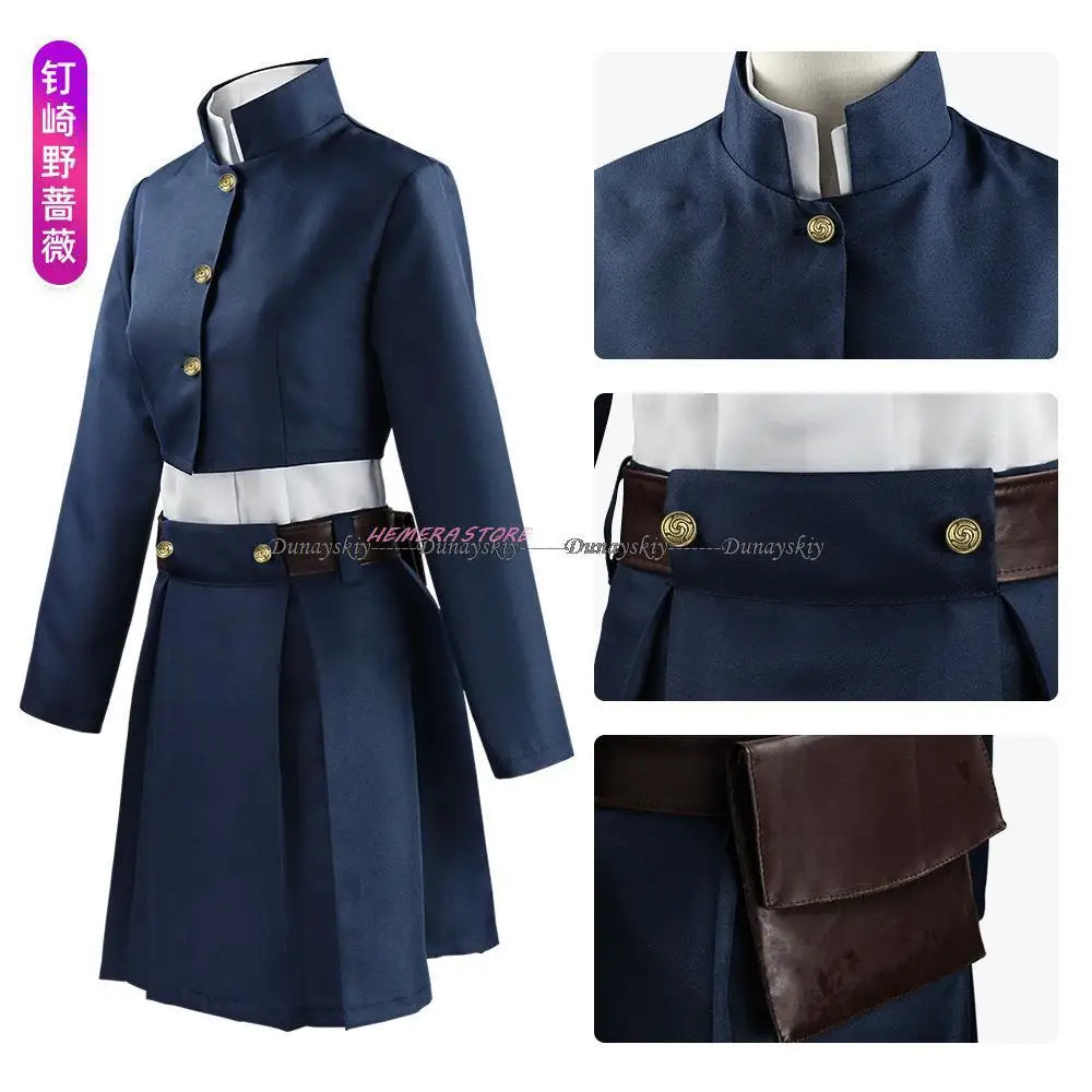 Anime JJK Kugisaki Nobara Cosplay Costume Kugisaki Nobara Wig Hammer Women Suit Outfit Uniform Bag Belt Hallowen Suit