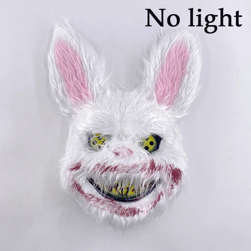 LED Bloody Rabbit Mask Horror Dance Masquerade Cosplay Decoration Cool Glowing Killer Rabbit Mask Scary Bloody Bear Mask For Men