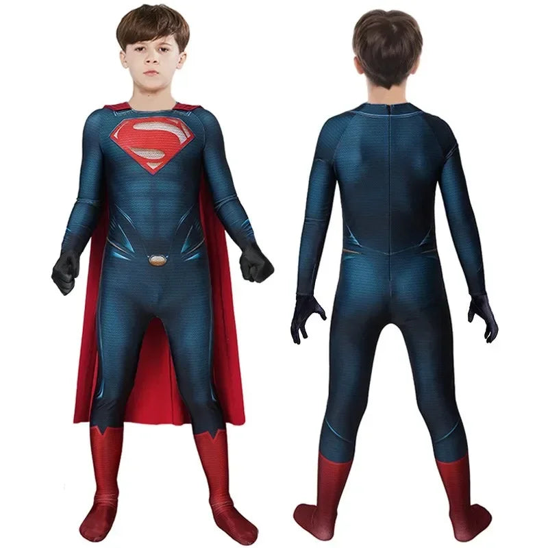 Superman Cosplay Costume Bodysuit Super Hero Jumpsuit Halloween Carnival Party Outfits Stage Performance Hero for Boys Oufits