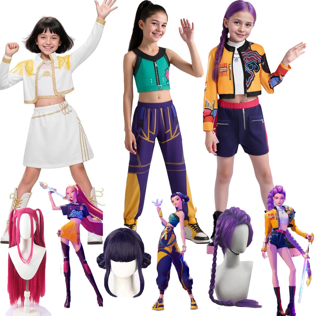 K-pop Hunters Cosplay Rumi Zoey Mira Hunt‘trix Dress Up Kpop Singer Costumes Kids for Pop Music Party