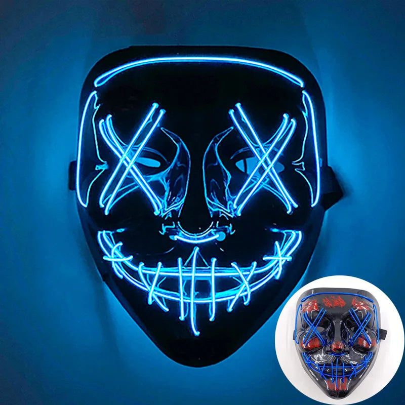 Carnival LED Glowing Mask Luminous Skull Mask Horror Masquerade Party Neon Skeleton Mask Festival Halloween Props