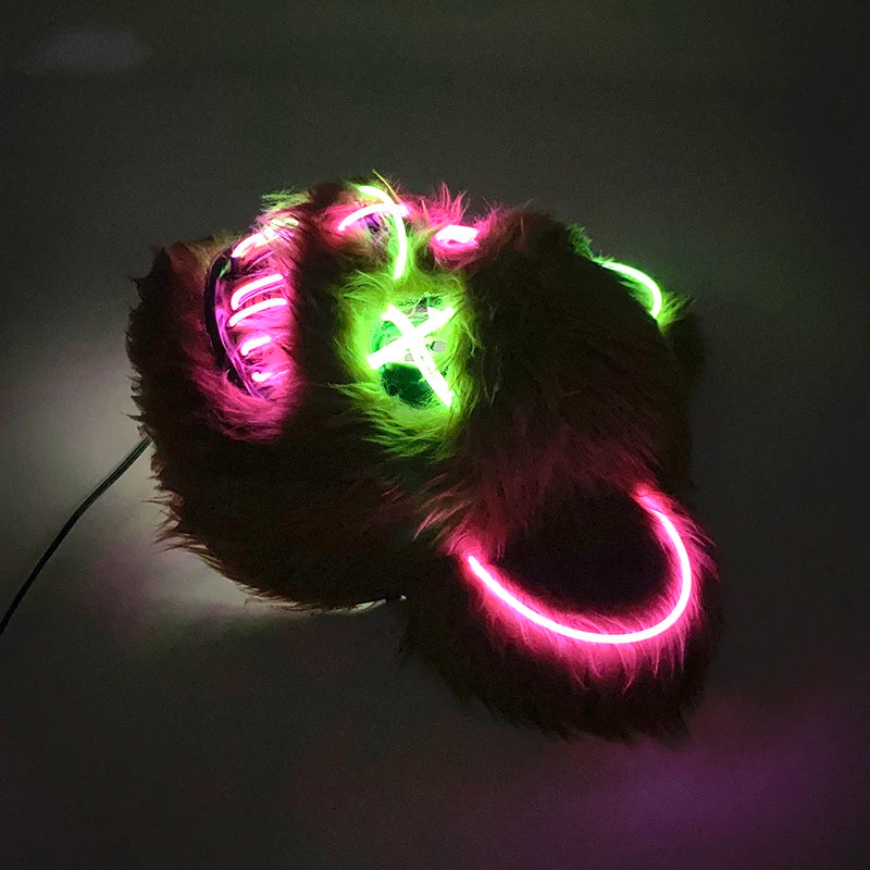 LED Bloody Rabbit Mask Horror Dance Masquerade Cosplay Decoration Cool Glowing Killer Rabbit Mask Scary Bloody Bear Mask For Men