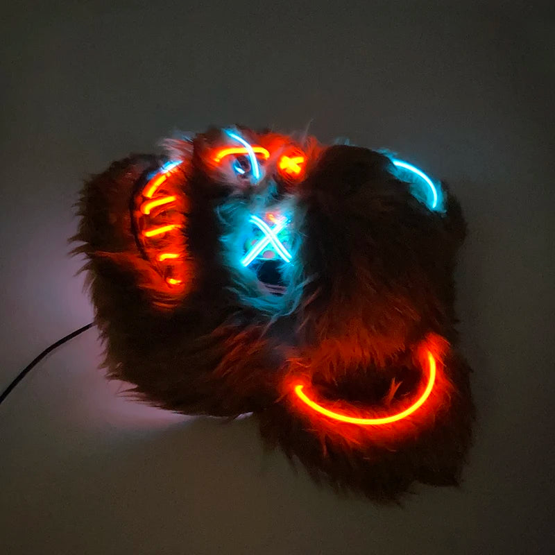 LED Bloody Rabbit Mask Horror Dance Masquerade Cosplay Decoration Cool Glowing Killer Rabbit Mask Scary Bloody Bear Mask For Men