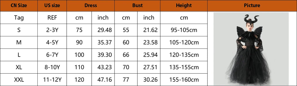 2024 New Maleficent Halloween Costume Maleficent Tulle Dress for Girls Cosplay Evil Queen Black Mesh Princess Dress Kids