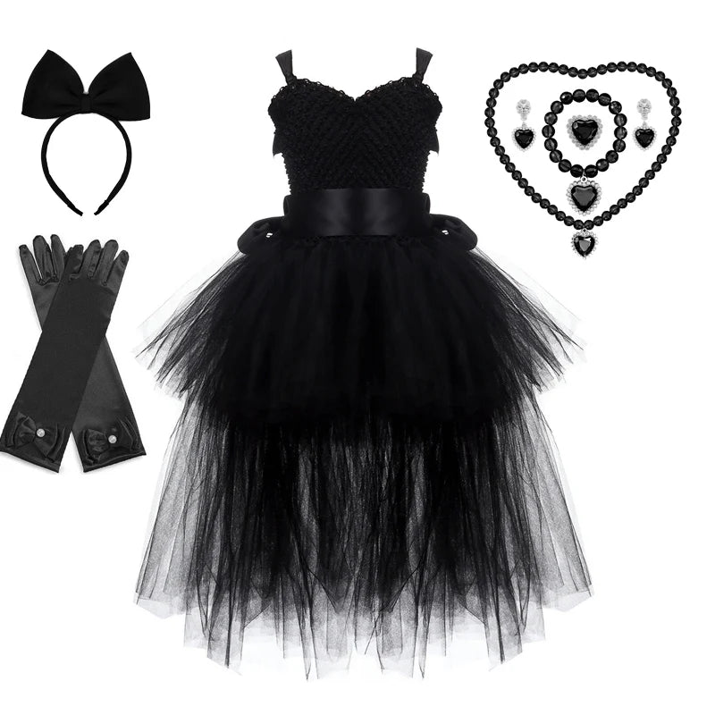 Halloween Witch Princess Dress Birthday Party Cosplay Angel Jumpsuit Children Mesh Tutu Pink Lace Sling vampire Costume for Girl