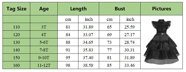 Girls Wednesdays Halloween Cosplay Costume Adams Black Gothic Family Clothes Costume Kids Carnival Fancy Dress Up