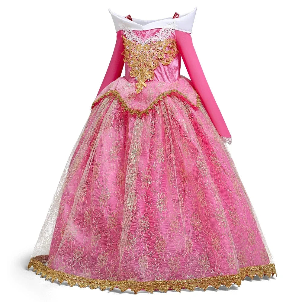 Fantasy Girls Sleeping Beauty Aurora Cosplay Princess Dress Kids Halloween Carnival Birthday Costume Party Clothing 3-10Years