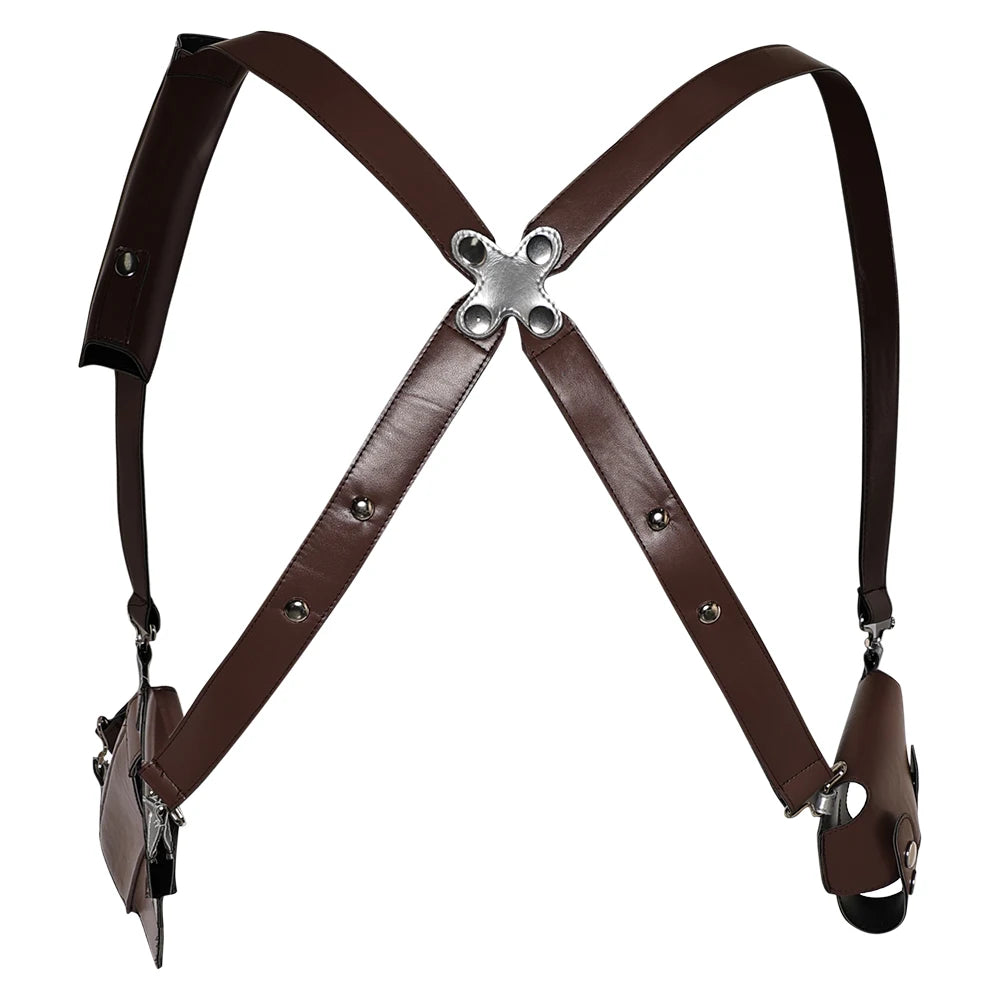 Leon Scott Kennedy Cosplay Men Back Strap Belts Gun Bag Game Resident 4 Remake Costume Accessories Halloween Carnival Props