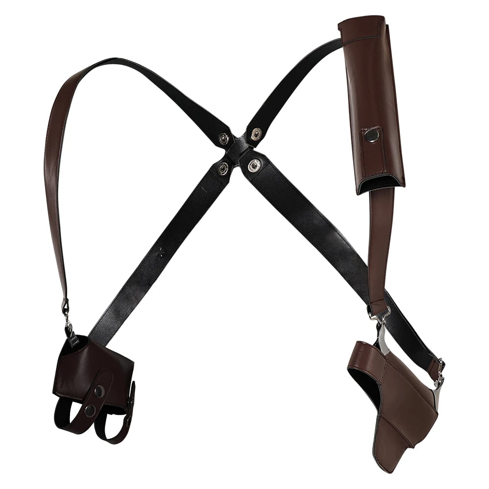 Leon Scott Kennedy Cosplay Men Back Strap Belts Gun Bag Game Resident 4 Remake Costume Accessories Halloween Carnival Props