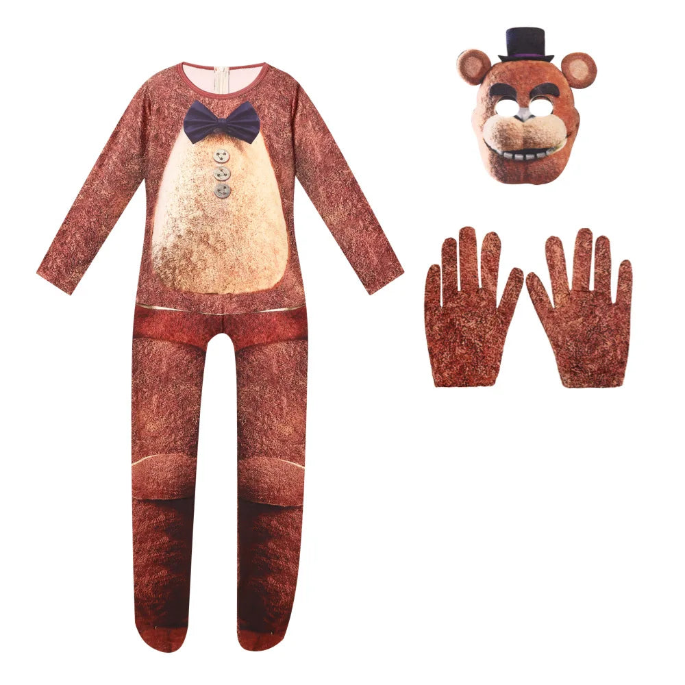 Kids Horrible Halloween Costume Five Nights Freddyed Jumpsuit Cosplay Nightmare Bonnie Fnaf Freddy Anime Christmas Gift for Kid