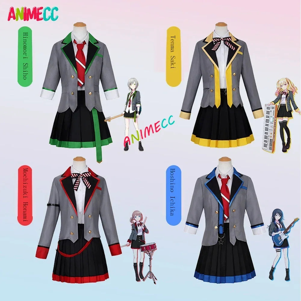 ANIMECC in Stock S-3XL Tenma Saki Hoshino Ichika Hinomori Shiho Mochizuki Honami Cosplay School Outfit Wig Halloween for Women