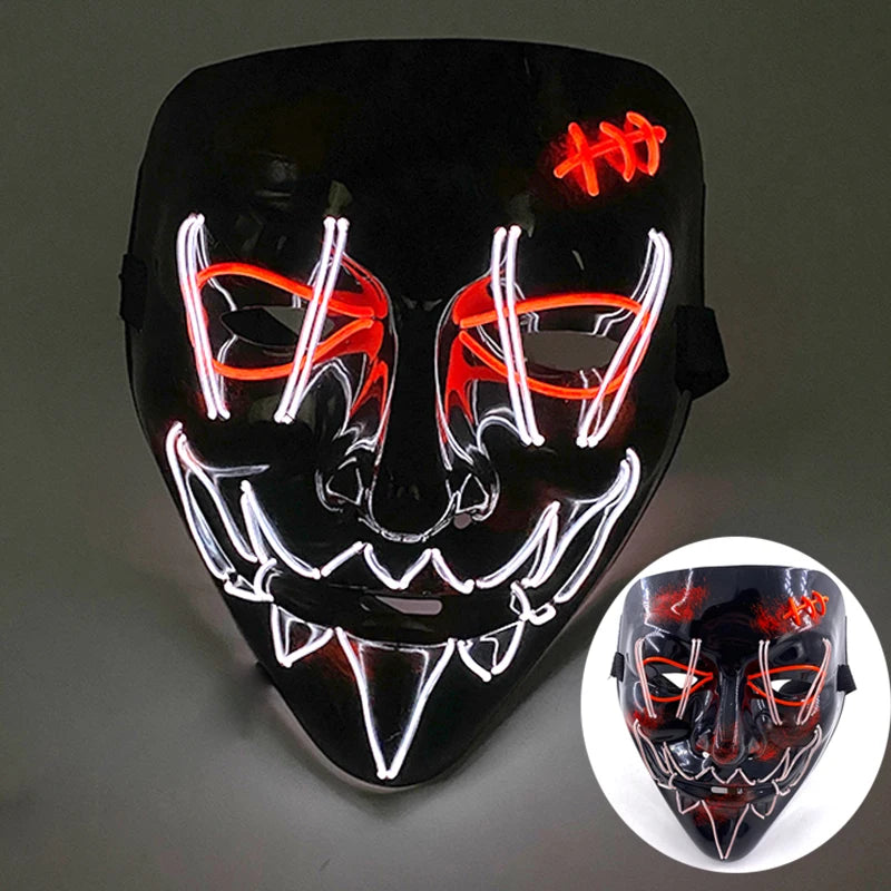 Multi Style Glowing LED Purge Mask Professional Wireless Luminous Party Mask Flashing Decorative Headgear Masker For Halloween