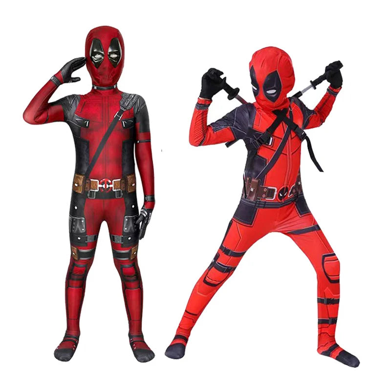 Superhero Deadpool Costume Kids New Deadpooling 3 Cosplay Cosutme Deadpool3 Full Children Costume Bodysuit Halloween Jumpsuit