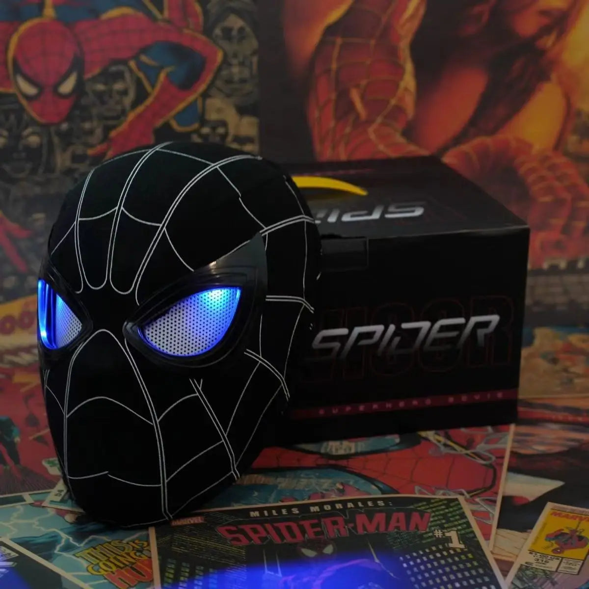 Spider-Man Mask Halloween Cosplay For Adults Gift Spider Man  Masks Remote Moving Eyes Christmas Gift Miles Adult Spiderman mask