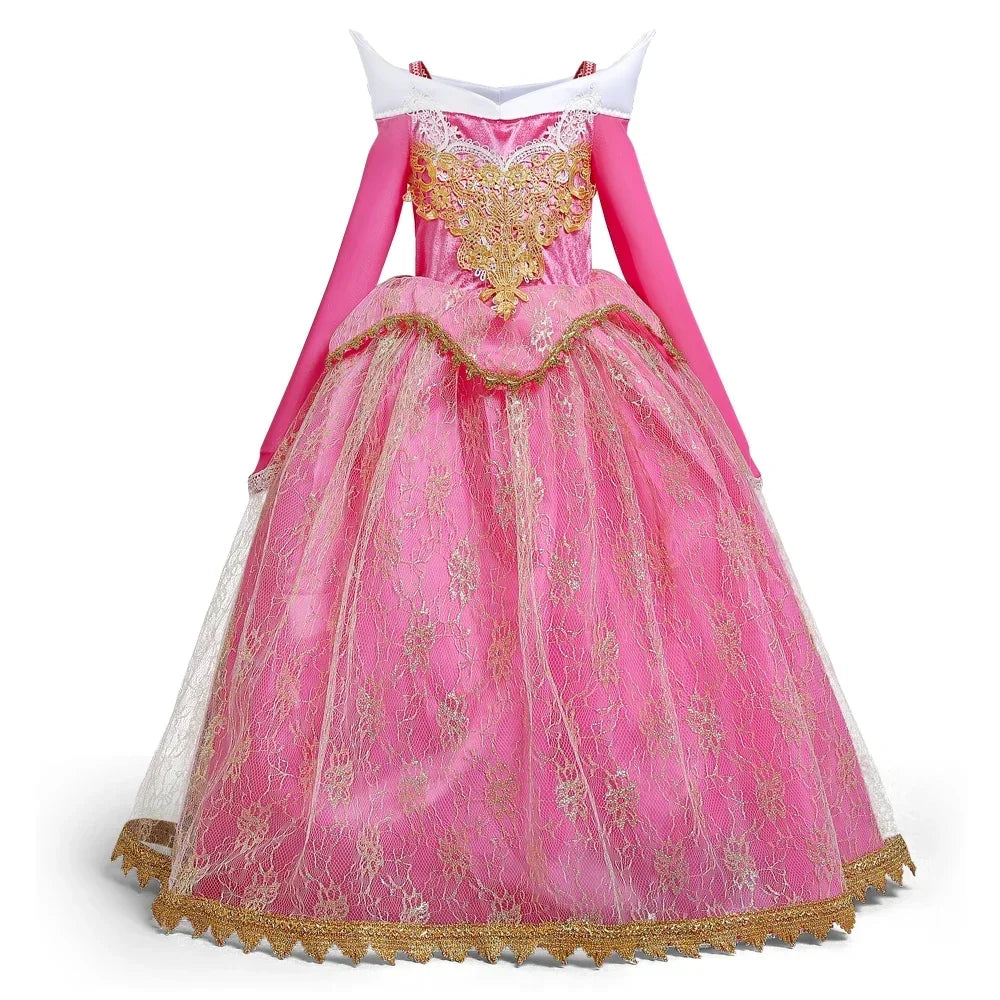 Fantasy Girls Sleeping Beauty Aurora Cosplay Princess Dress Kids Halloween Carnival Birthday Costume Party Clothing 3-10Years