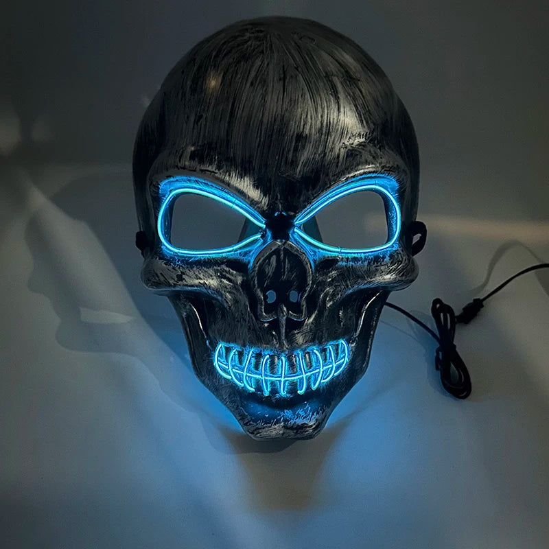 Carnival LED Glowing Mask Luminous Skull Mask Horror Masquerade Party Neon Skeleton Mask Festival Halloween Props