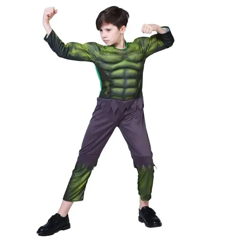 Superhero Hulk Cosplay Muscle Costume Mask Fist Plush Gloves Child Boys Halloween Christmas Clothes MN1