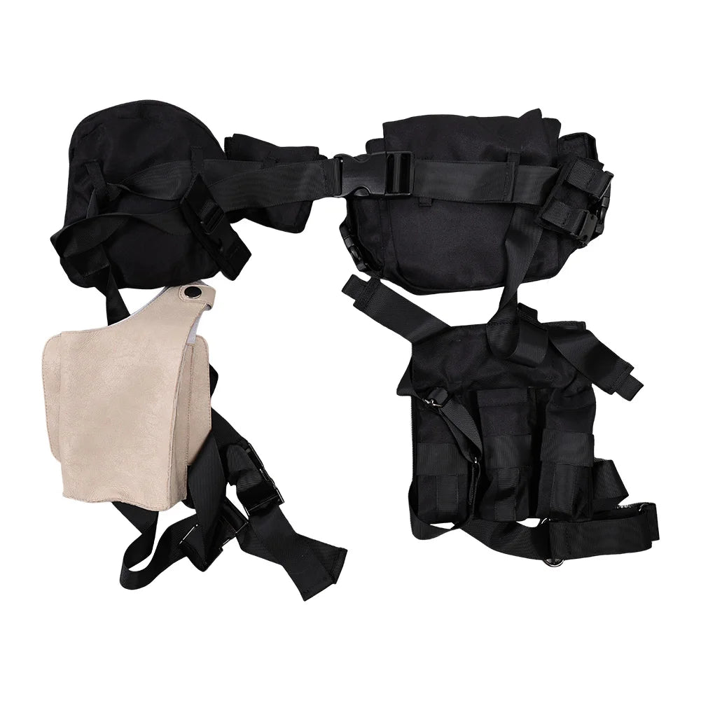 Leon Scott Kennedy Cosplay Men Back Strap Belts Gun Bag Game Resident 4 Remake Costume Accessories Halloween Carnival Props