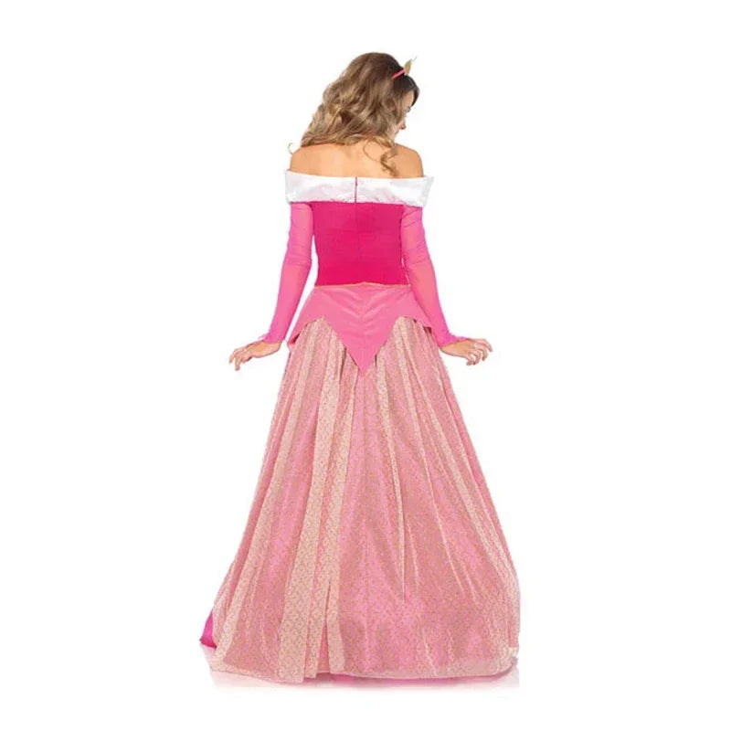 Disney Adult Women Deluxe Pink Sleeping Beauty Princess Aurora Gorgeous Costume for Halloween Carnival Party Ball Fancy Dress