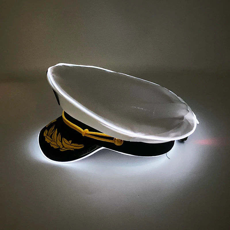 Newstyle Led Captain Hat Halloween Masquerade Pirate Theme Party Cosplay Captain Costumes Accessories Light Up Skull Pattern Hat