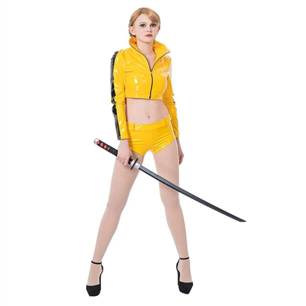 The Bride Cosplay Yellow Costume Movie Kill Cosplay Bill Roleplay Summer Sexy Coat Shorts Halloween Carnival Party Women Suit
