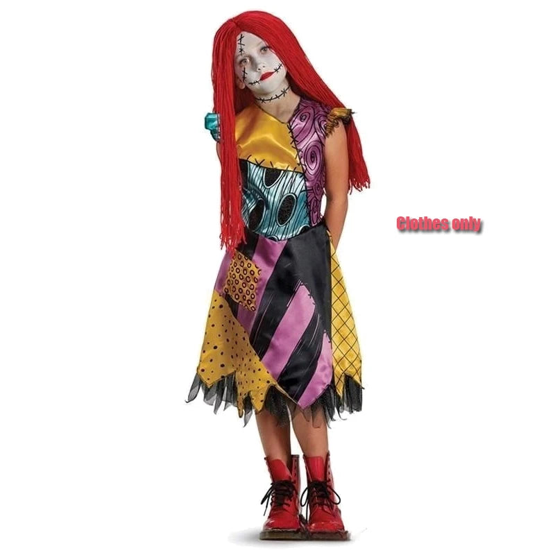 Halloween Christmas Eve Cosplay Dress Horror Fancy Princess Dress Girl Puffy Costume Carnival Party Clothes Gifts for Children