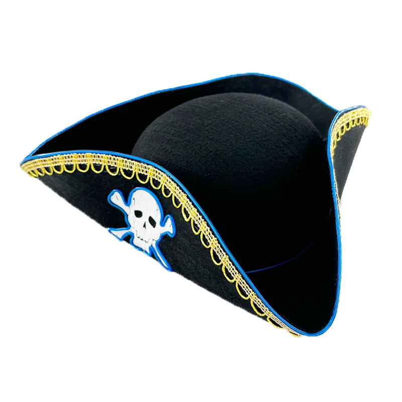Newstyle Led Captain Hat Halloween Masquerade Pirate Theme Party Cosplay Captain Costumes Accessories Light Up Skull Pattern Hat