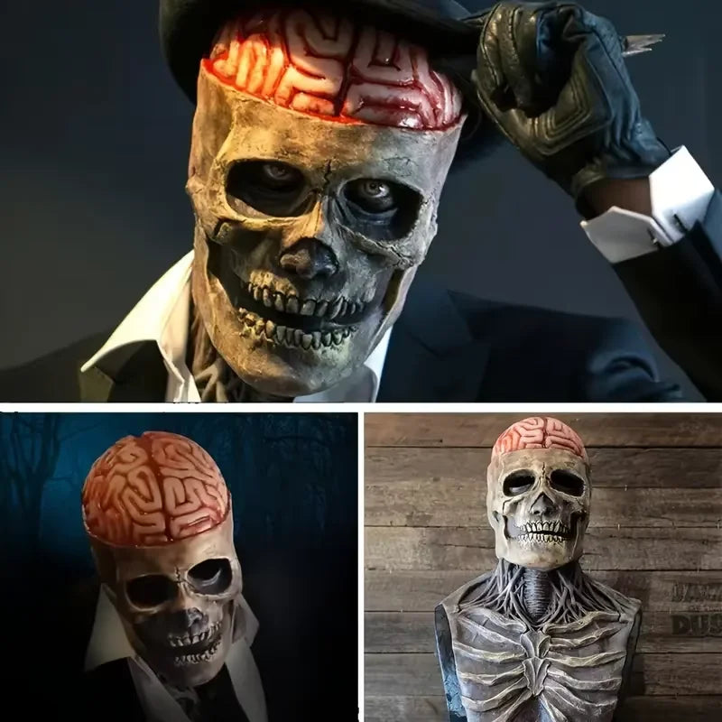 Halloween Scary Skull Mask Halloween Party Carnival Cosplay Prop Novelty Realistic Skull Latex Mask Evil Red Skull Headgear