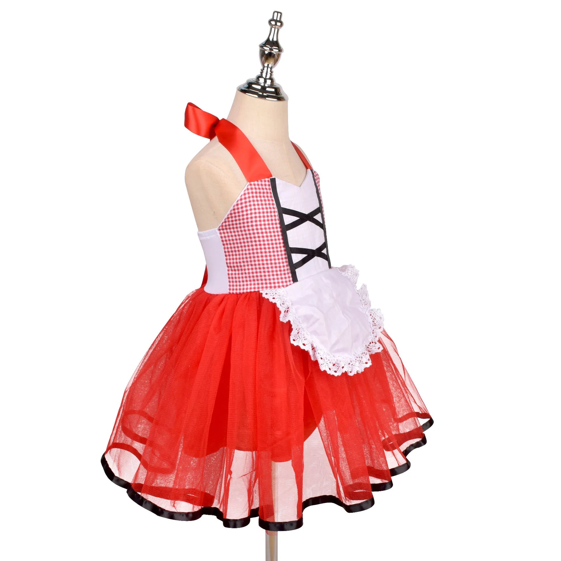 Baby Girls Cosplay Little Red Riding Hood Halloween Costume With Cape Dress up Halloween Red Princess Cloak Performance Dress
