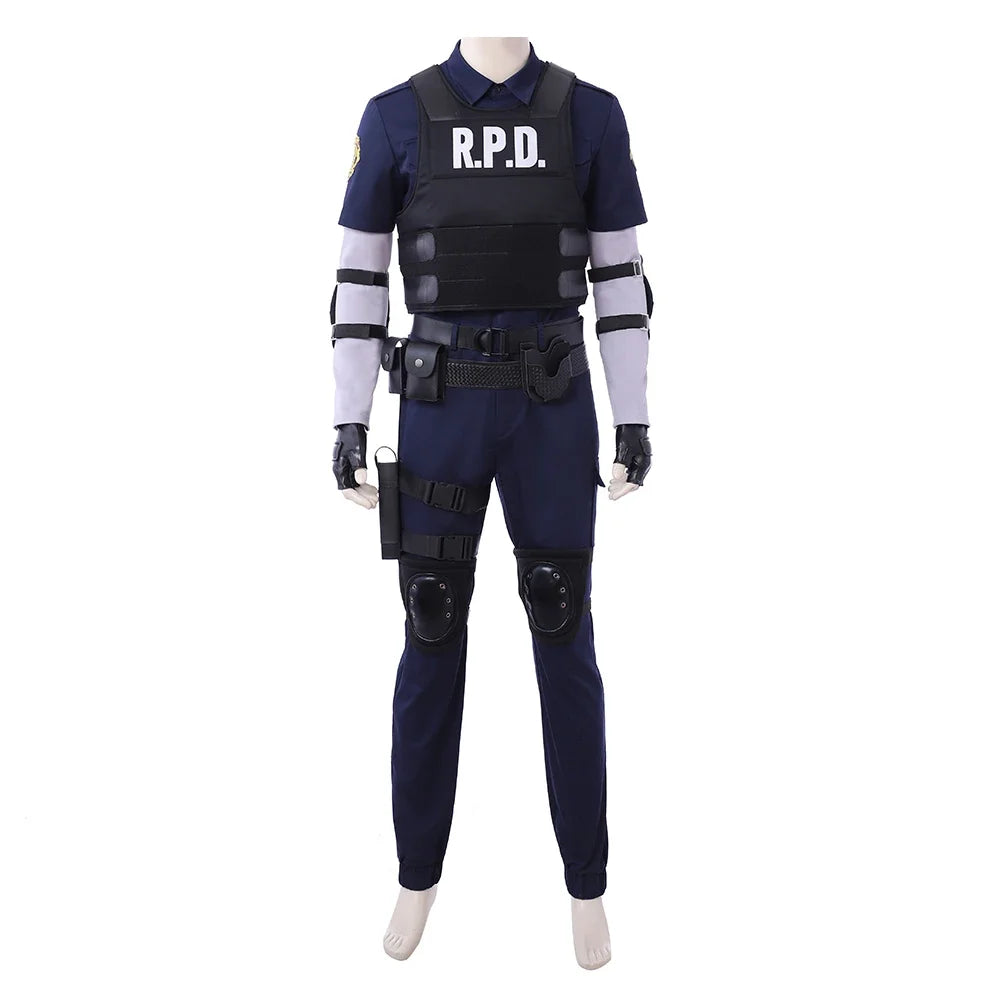 Resident 2 Cosplay Re Leon Scott Kennedy Cosplay Costume with Leon Vest Men Halloween Costumes Masqurade Comic Con Roleplay Suit
