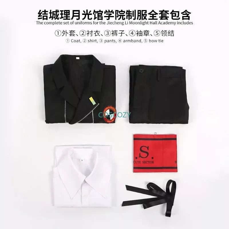 New Game P3 Makoto Yuki Cosplay Costume Wig Gekkoukan High School Uniform Embroidery Black Suit Pants Shirt Daily Wearing Gifts