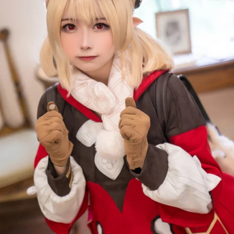 Klee Cosplay Anime Game Genshin Impact  Klee Spark Knight Cute Uniform Playfulness Outfit Dress Cosplay Costume Halloween