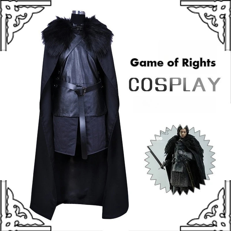 Men's Halloween Cosplay Cartoon Adult Costumes Ice and Fire Song of Power Carnival Party Jon Snow Cos Anime Clothing Boy's Gifts