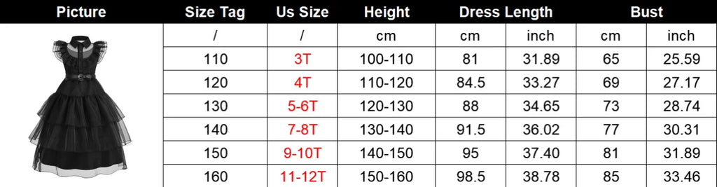 Horror Movie Wed Costume Girls Halloween Black Events Cosplay Dress Children Fashion Gothic Vestido Kids Evening Party Clothes