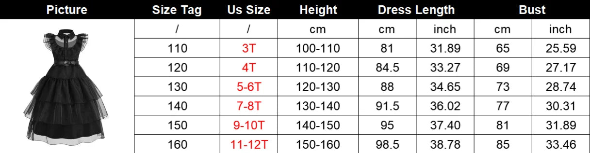 Horror Movie Wed Costume Girls Halloween Black Events Cosplay Dress Children Fashion Gothic Vestido Kids Evening Party Clothes
