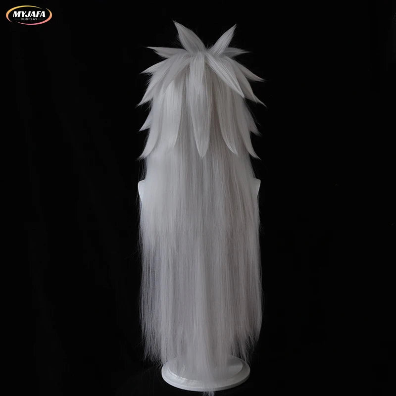 High Quality Anime Jiraiya Cosplay Wig Long Silver Grey Heat Resistant Sythentic Hair Halloween Party Cosplay Wigs + Wig Cap