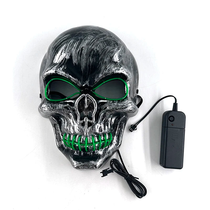 Carnival LED Glowing Mask Luminous Skull Mask Horror Masquerade Party Neon Skeleton Mask Festival Halloween Props