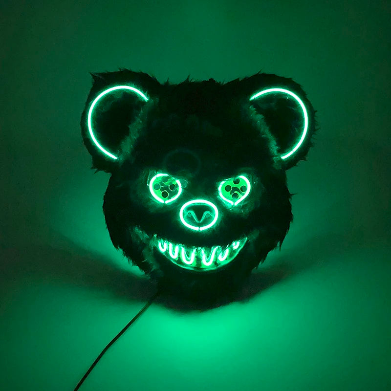 Halloween Light Up Horror Mask Glowing Bloody Bear Killer Mask Flashing Neon Scary Bear Mask for cosplay killer mask Decoration