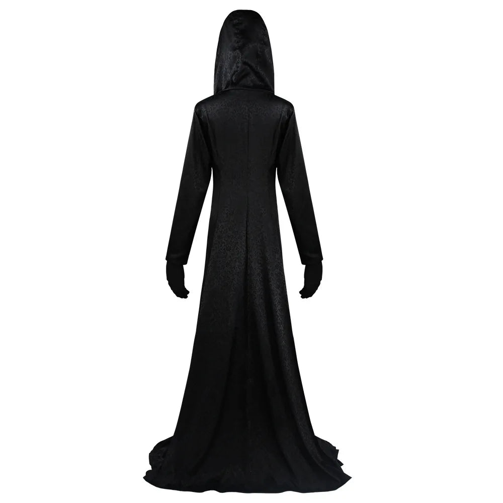 In Stock Moth Lady Evil Cosplay Fantasia Village Vampire Lady Dimitrescu Costume Women Black Dress Halloween Carnival Party Suit